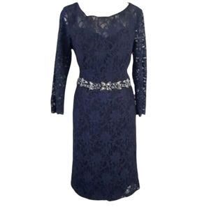 Jackie Jon New York Plus Lace Metallic Sequins Formal Dress New With Tags